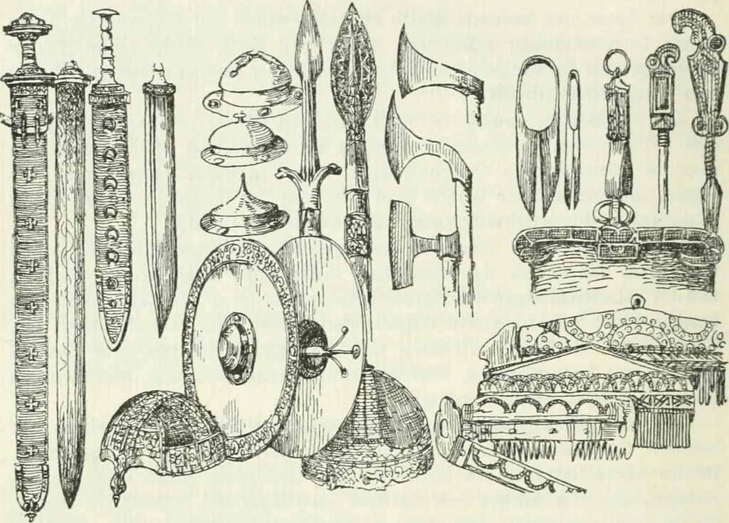 An illustration from Die älteste Kunst, insbesondere di Baukunst, der Germanen, 1909, leaf 50