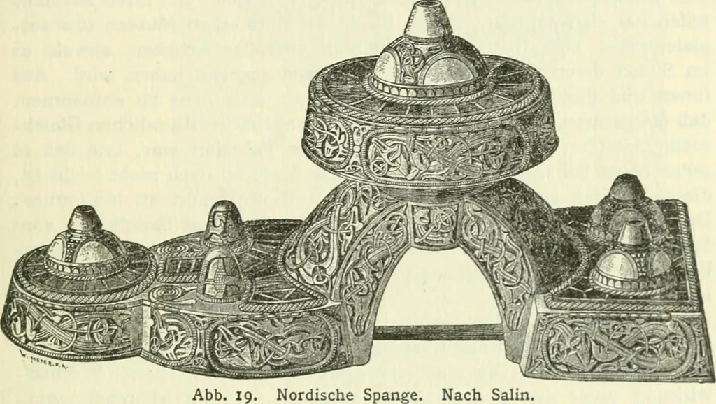 An illustration from Die älteste Kunst, insbesondere di Baukunst, der Germanen, 1909, leaf 65