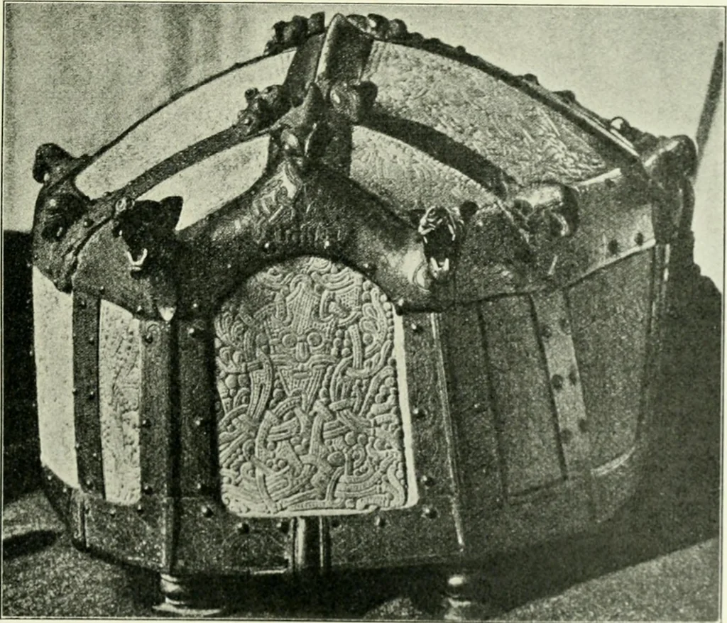 An illustration from Die älteste Kunst, insbesondere di Baukunst, der Germanen, 1909, leaf 77