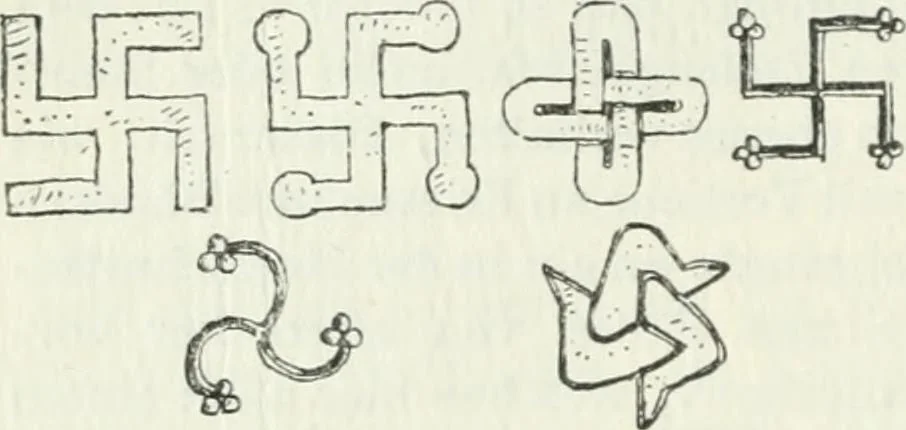 An illustration from Die älteste Kunst, insbesondere di Baukunst, der Germanen, 1909, leaf 94