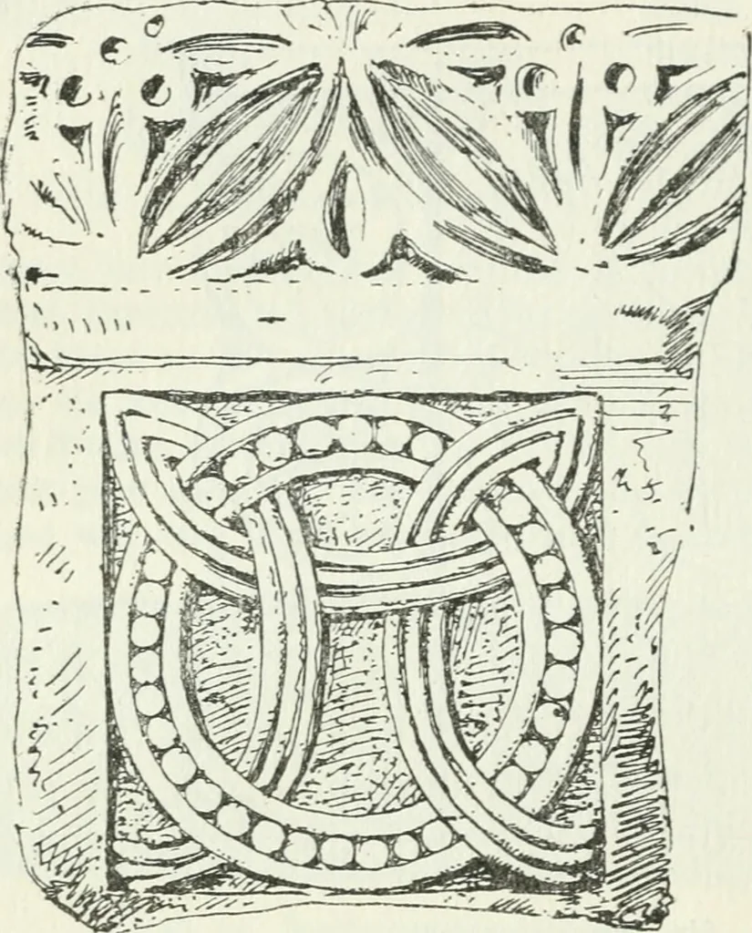 An illustration from Die älteste Kunst, insbesondere di Baukunst, der Germanen, 1909, leaf 96