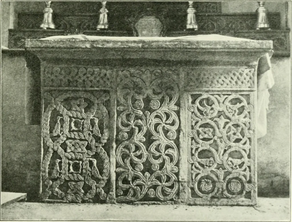An illustration from Die älteste Kunst, insbesondere di Baukunst, der Germanen, 1909, leaf 97