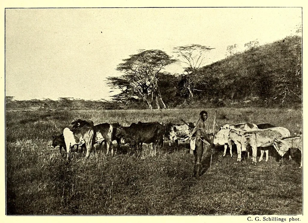 An illustration from Die Masai. Ethnographische Monographie eines ostafrikanischen Semitenvolkes, 1910, leaf 203
