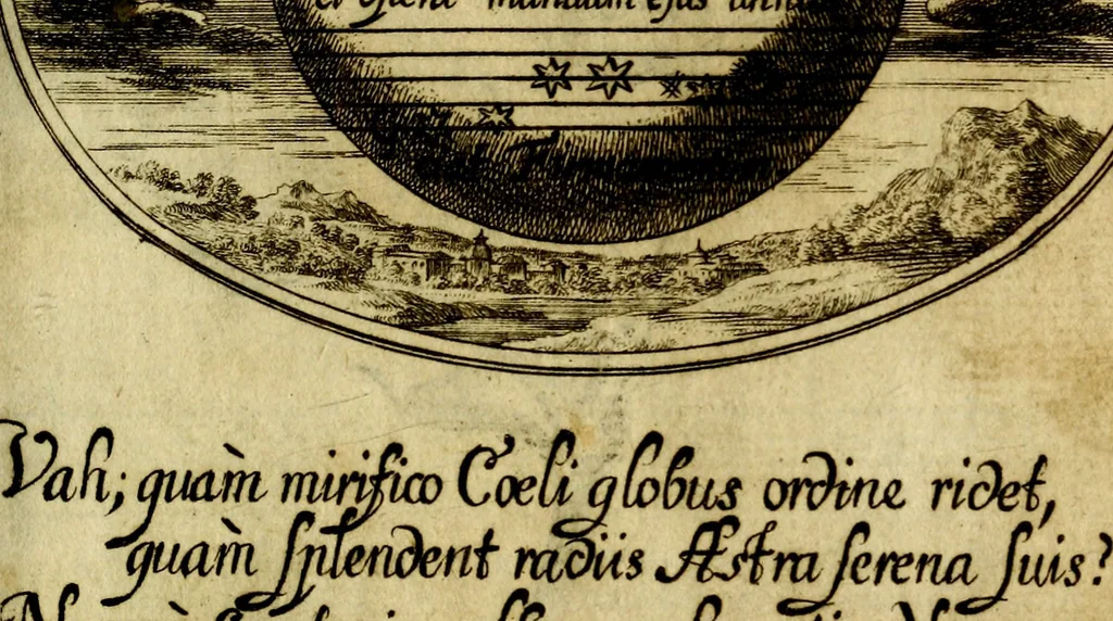 An illustration from Die mit teutschen Saiten überzogene, heilige Kron-Harffe, oder, Verfassung des gantzen Psalter Davids in teutsche Reim-Gebände : vermittelst sonderbarer darzu mit dem basso continuo, neu-verfertigter Kunst-Melodeyen ..., 1680, leaf 118