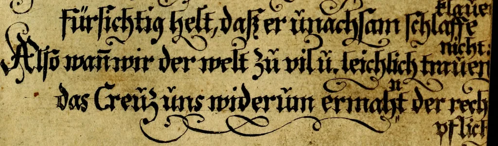An illustration from Die mit teutschen Saiten überzogene, heilige Kron-Harffe, oder, Verfassung des gantzen Psalter Davids in teutsche Reim-Gebände : vermittelst sonderbarer darzu mit dem basso continuo, neu-verfertigter Kunst-Melodeyen ..., 1680, leaf 442