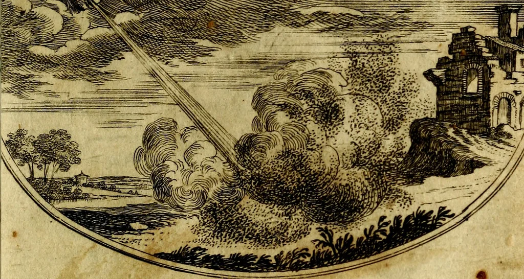 An illustration from Die mit teutschen Saiten überzogene, heilige Kron-Harffe, oder, Verfassung des gantzen Psalter Davids in teutsche Reim-Gebände : vermittelst sonderbarer darzu mit dem basso continuo, neu-verfertigter Kunst-Melodeyen ..., 1680, leaf 476