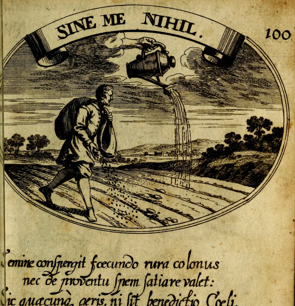 An illustration from Die mit teutschen Saiten überzogene, heilige Kron-Harffe, oder, Verfassung des gantzen Psalter Davids in teutsche Reim-Gebände : vermittelst sonderbarer darzu mit dem basso continuo, neu-verfertigter Kunst-Melodeyen ..., 1680, leaf 564