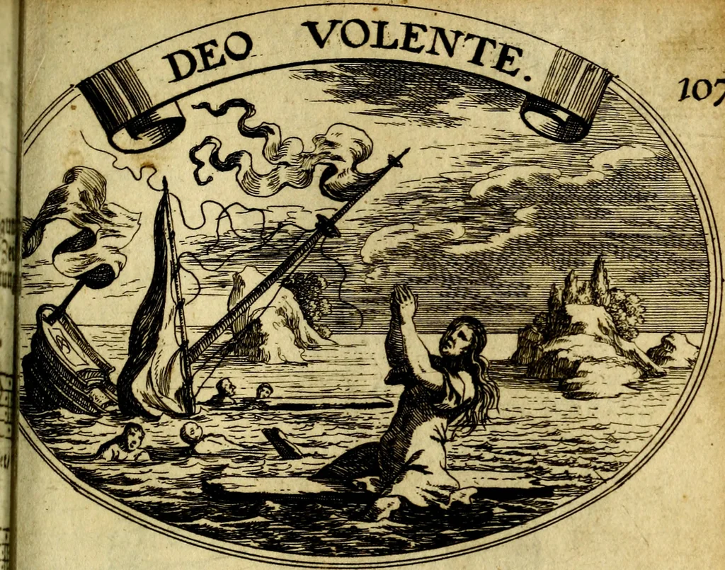 An illustration from Die mit teutschen Saiten überzogene, heilige Kron-Harffe, oder, Verfassung des gantzen Psalter Davids in teutsche Reim-Gebände : vermittelst sonderbarer darzu mit dem basso continuo, neu-verfertigter Kunst-Melodeyen ..., 1680, leaf 610