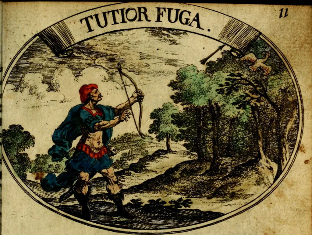 An illustration from Die mit teutschen Saiten überzogene, heilige Kron-Harffe, oder, Verfassung des gantzen Psalter Davids in teutsche Reim-Gebände : vermittelst sonderbarer darzu mit dem basso continuo, neu-verfertigter Kunst-Melodeyen ..., 1680, leaf 74