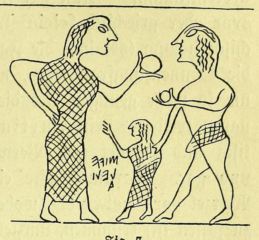 An illustration from Die nordische herkunft der Trojasage bezeugt durch den krug von Tragliatella : eine dritthalbtausendjährige urkunde : Nachtrag zu den Trojaburgen Nordeuropas, 1893, leaf 35