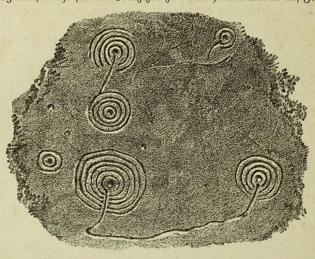 An illustration from Die nordische herkunft der Trojasage bezeugt durch den krug von Tragliatella : eine dritthalbtausendjährige urkunde : Nachtrag zu den Trojaburgen Nordeuropas, 1893, leaf 48