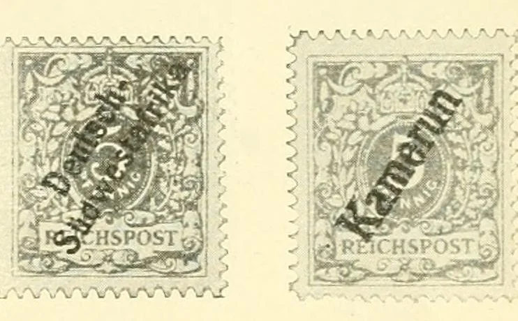 An illustration from Die postfreimarken und die entwertungen der deutschen postanstalten in den schutzgebieten und im auslande, 1908, leaf 123