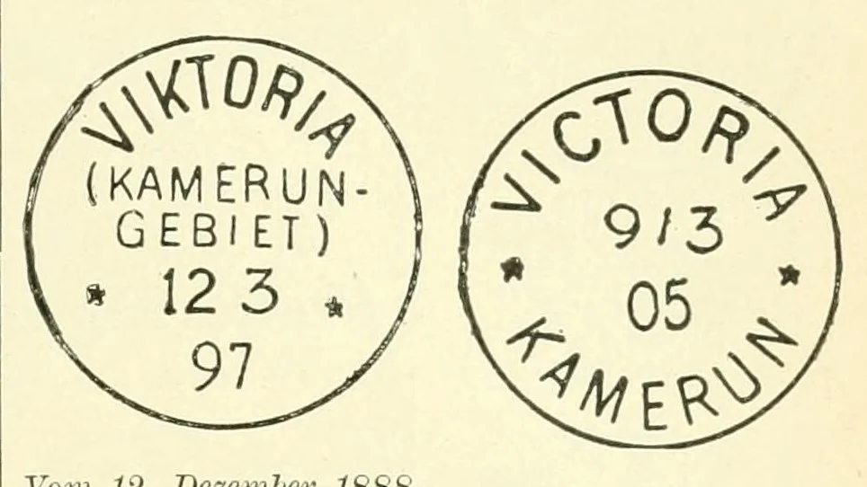 An illustration from Die postfreimarken und die entwertungen der deutschen postanstalten in den schutzgebieten und im auslande, 1908, leaf 87