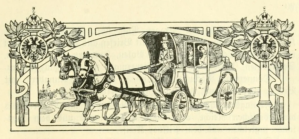 An illustration from Die Post in Karlsbad : Geschichtliche darstellung ihrer Entwicklung, 1906, leaf 105