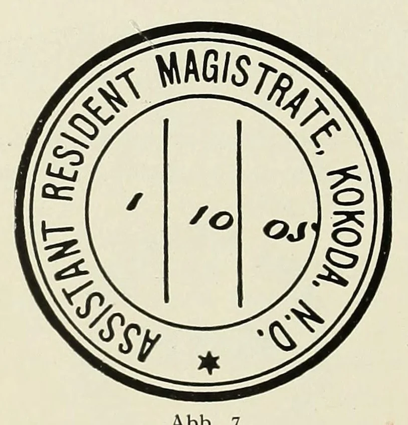 An illustration from Die Postwertzeichen von Papua, 1912, leaf 14
