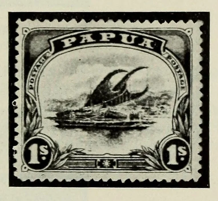 An illustration from Die Postwertzeichen von Papua, 1912, leaf 25
