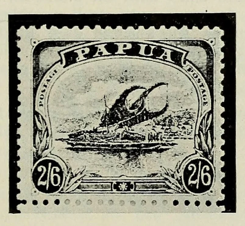 An illustration from Die Postwertzeichen von Papua, 1912, leaf 33