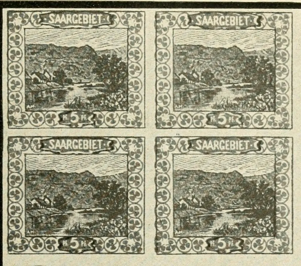 An illustration from Die Postwertzeichen des Saargebietes, Saarkatalog, 1922, leaf 123