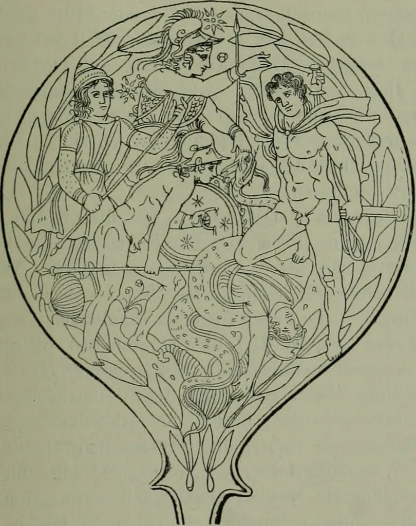 An illustration from Die praenestinischen Spiegel, ein Beitrag zur italischen Kunst- und Kulturgeschichte, 1912, leaf 126