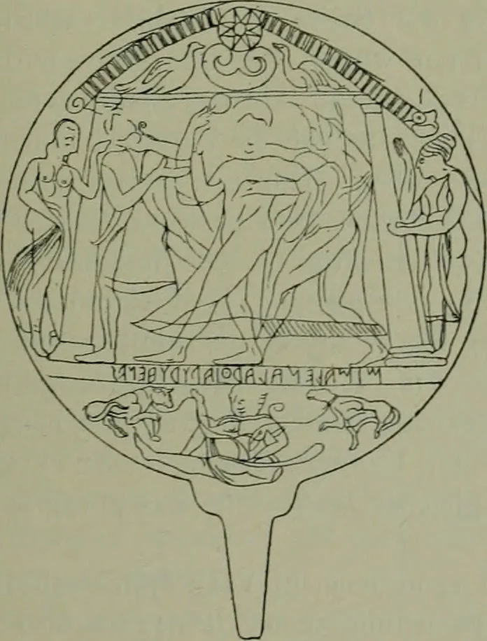 An illustration from Die praenestinischen Spiegel, ein Beitrag zur italischen Kunst- und Kulturgeschichte, 1912, leaf 152