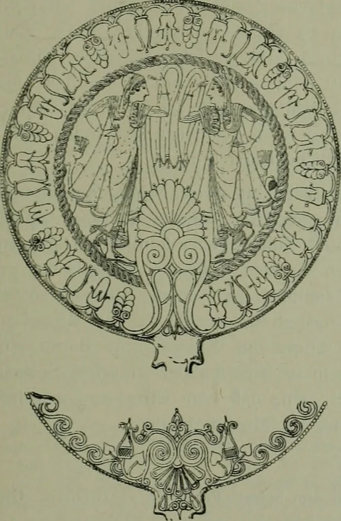 An illustration from Die praenestinischen Spiegel, ein Beitrag zur italischen Kunst- und Kulturgeschichte, 1912, leaf 30
