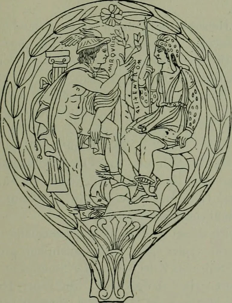 An illustration from Die praenestinischen Spiegel, ein Beitrag zur italischen Kunst- und Kulturgeschichte, 1912, leaf 88