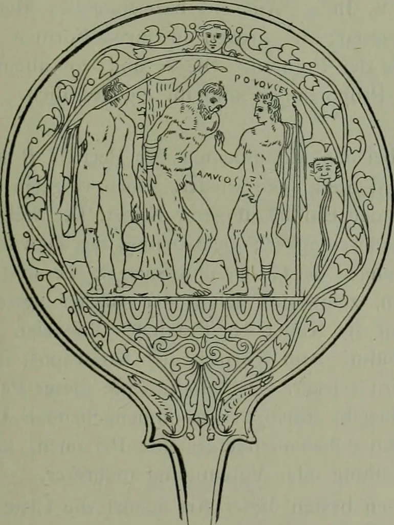An illustration from Die praenestinischen Spiegel, ein Beitrag zur italischen Kunst- und Kulturgeschichte, 1912, leaf 90