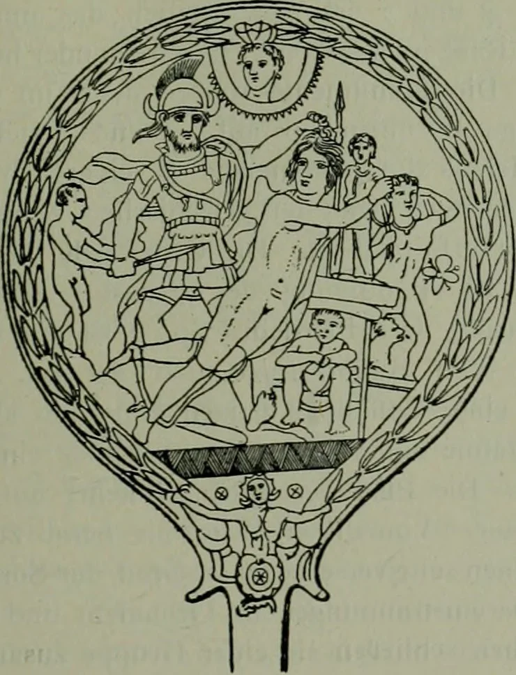 An illustration from Die praenestinischen Spiegel, ein Beitrag zur italischen Kunst- und Kulturgeschichte, 1912, leaf 92