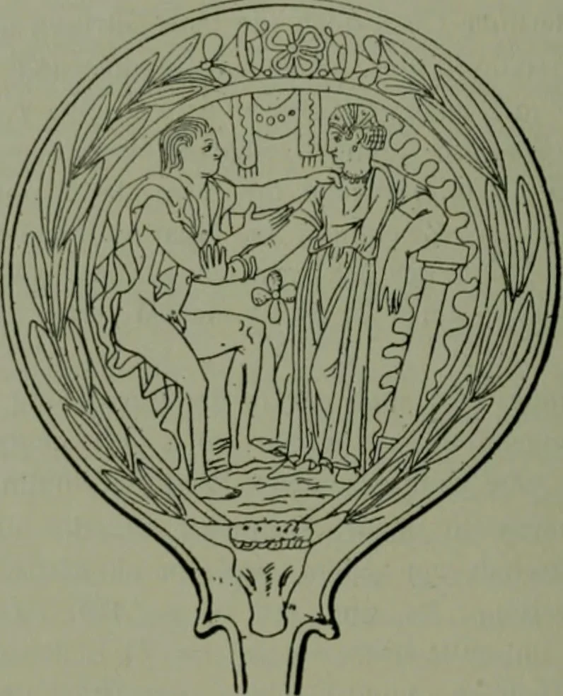 An illustration from Die praenestinischen Spiegel, ein Beitrag zur italischen Kunst- und Kulturgeschichte, 1912, leaf 95