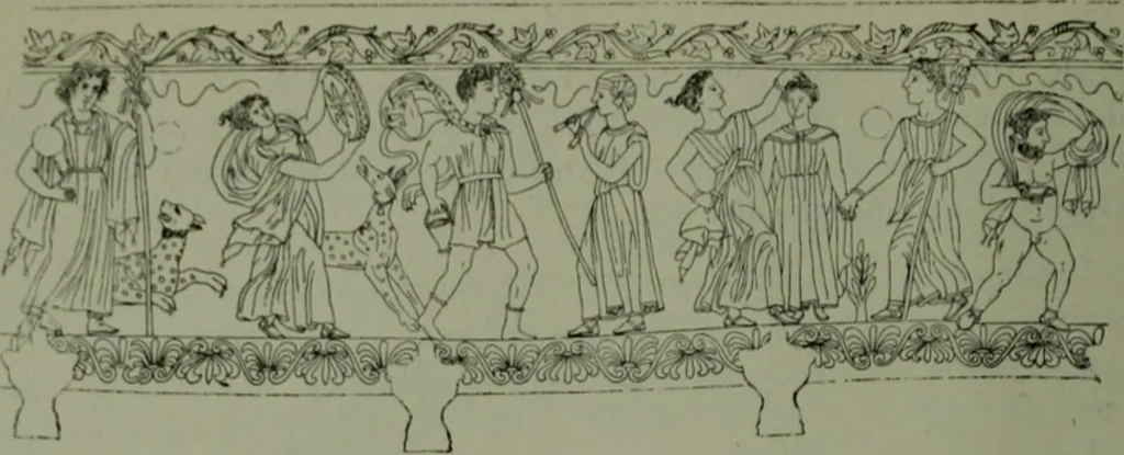 An illustration from Die praenestinischen Spiegel, ein Beitrag zur italischen Kunst- und Kulturgeschichte, 1912, leaf 97