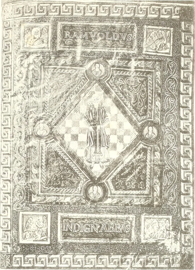 An illustration from Die Regensburger Buchmalerei des X. und XI. Jahrhunderts, Studien zur Geschichte der deutschen Malerei des frühen Mittelalters, 1901, leaf 242