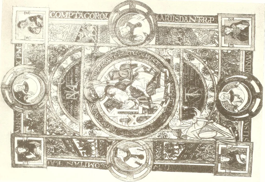 An illustration from Die Regensburger Buchmalerei des X. und XI. Jahrhunderts, Studien zur Geschichte der deutschen Malerei des frühen Mittelalters, 1901, leaf 264