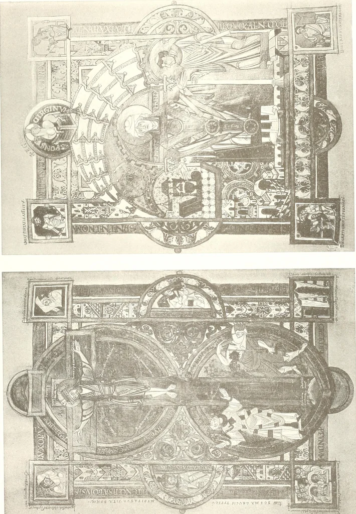 An illustration from Die Regensburger Buchmalerei des X. und XI. Jahrhunderts, Studien zur Geschichte der deutschen Malerei des frühen Mittelalters, 1901, leaf 266