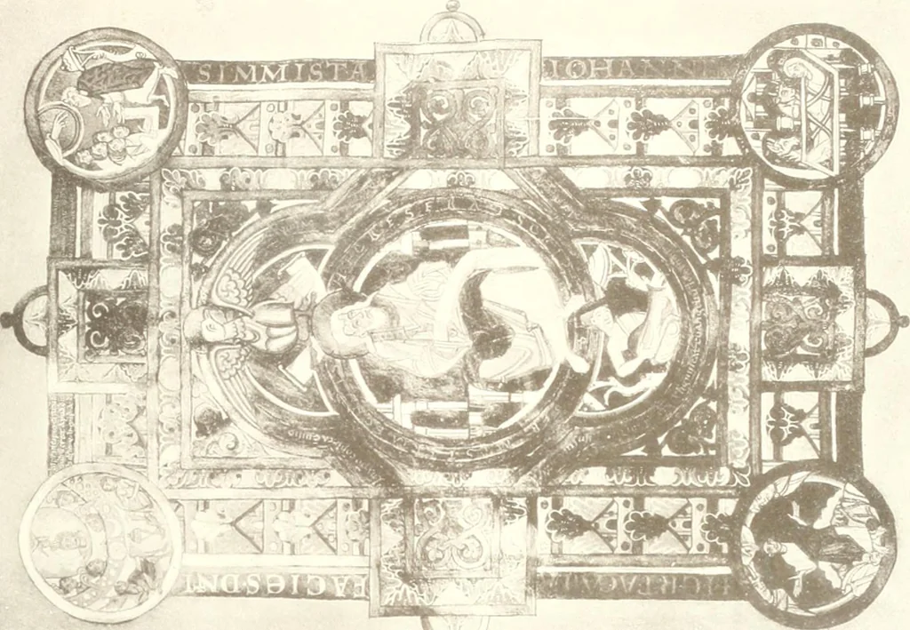 An illustration from Die Regensburger Buchmalerei des X. und XI. Jahrhunderts, Studien zur Geschichte der deutschen Malerei des frühen Mittelalters, 1901, leaf 268