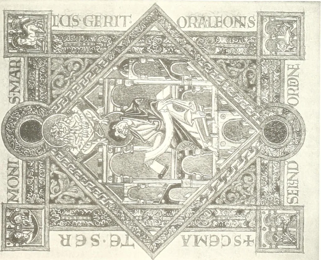 An illustration from Die Regensburger Buchmalerei des X. und XI. Jahrhunderts, Studien zur Geschichte der deutschen Malerei des frühen Mittelalters, 1901, leaf 280