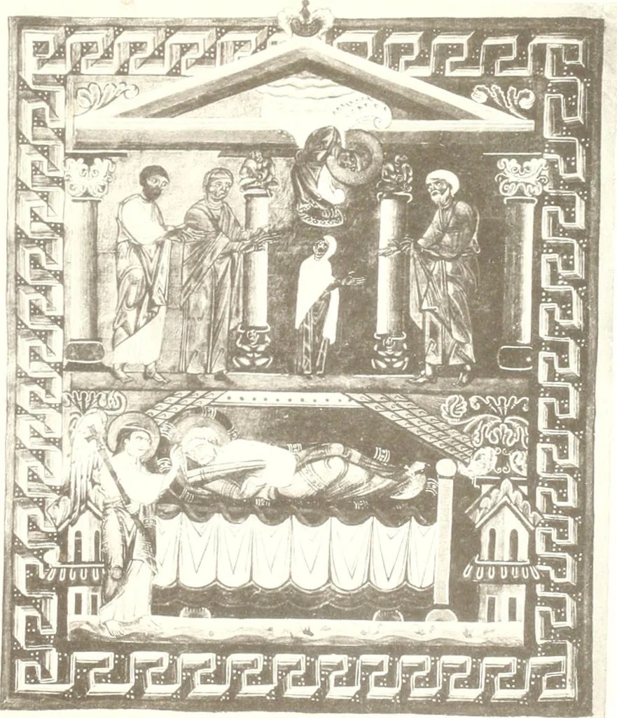 An illustration from Die Regensburger Buchmalerei des X. und XI. Jahrhunderts, Studien zur Geschichte der deutschen Malerei des frühen Mittelalters, 1901, leaf 284