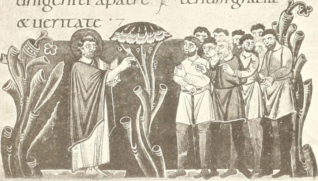 An illustration from Die Regensburger Buchmalerei des X. und XI. Jahrhunderts, Studien zur Geschichte der deutschen Malerei des frühen Mittelalters, 1901, leaf 288
