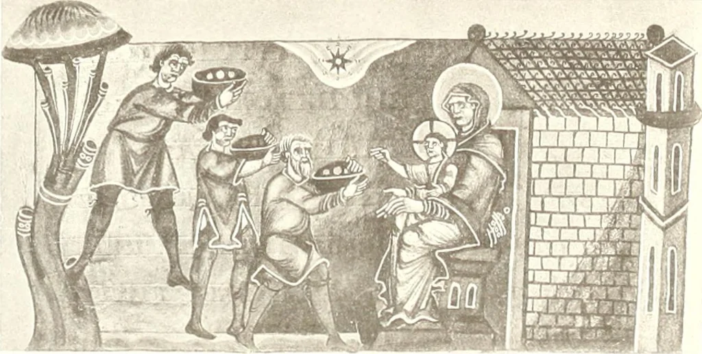 An illustration from Die Regensburger Buchmalerei des X. und XI. Jahrhunderts, Studien zur Geschichte der deutschen Malerei des frühen Mittelalters, 1901, leaf 288