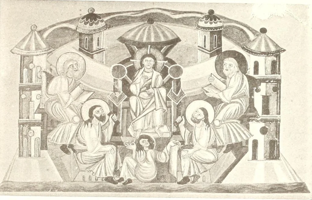 An illustration from Die Regensburger Buchmalerei des X. und XI. Jahrhunderts, Studien zur Geschichte der deutschen Malerei des frühen Mittelalters, 1901, leaf 290