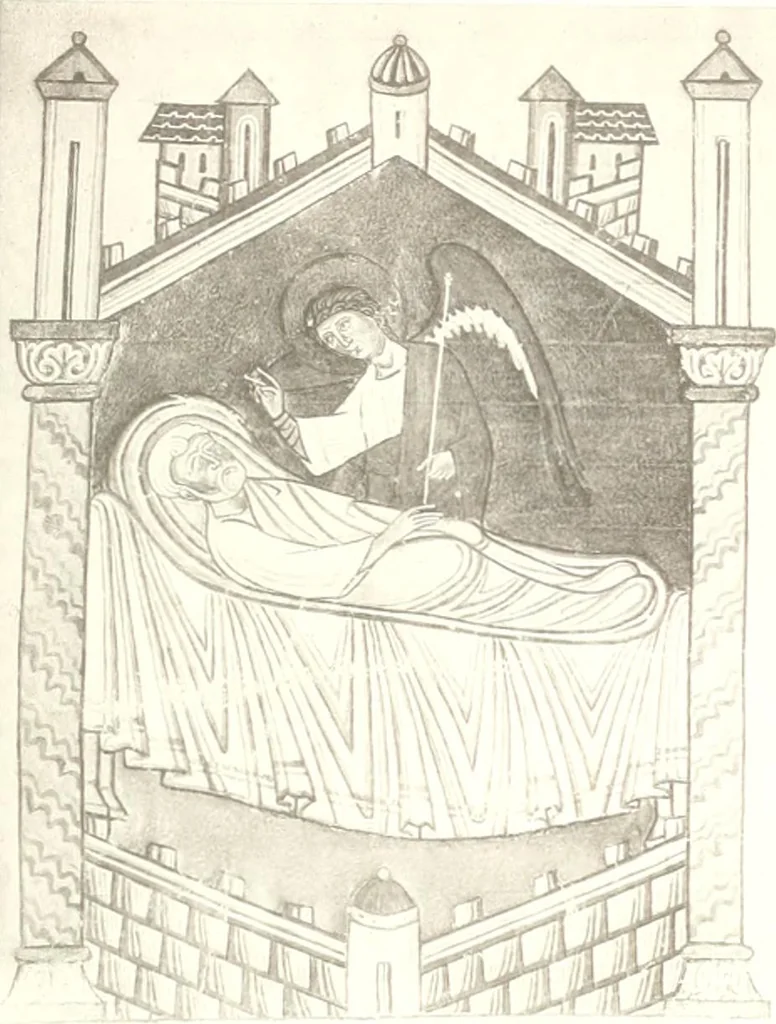 An illustration from Die Regensburger Buchmalerei des X. und XI. Jahrhunderts, Studien zur Geschichte der deutschen Malerei des frühen Mittelalters, 1901, leaf 296