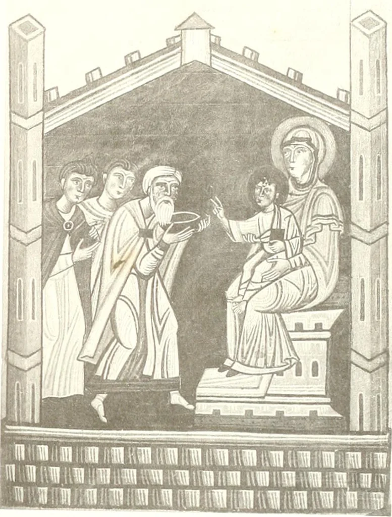 An illustration from Die Regensburger Buchmalerei des X. und XI. Jahrhunderts, Studien zur Geschichte der deutschen Malerei des frühen Mittelalters, 1901, leaf 298