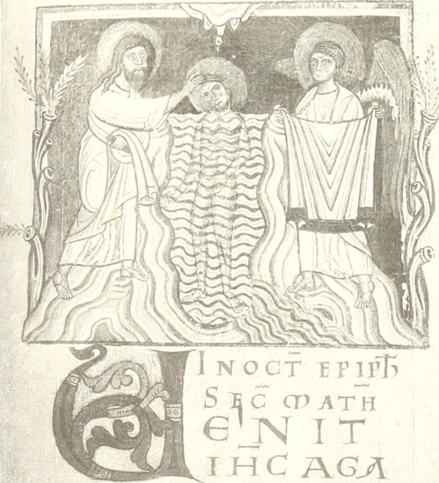 An illustration from Die Regensburger Buchmalerei des X. und XI. Jahrhunderts, Studien zur Geschichte der deutschen Malerei des frühen Mittelalters, 1901, leaf 298