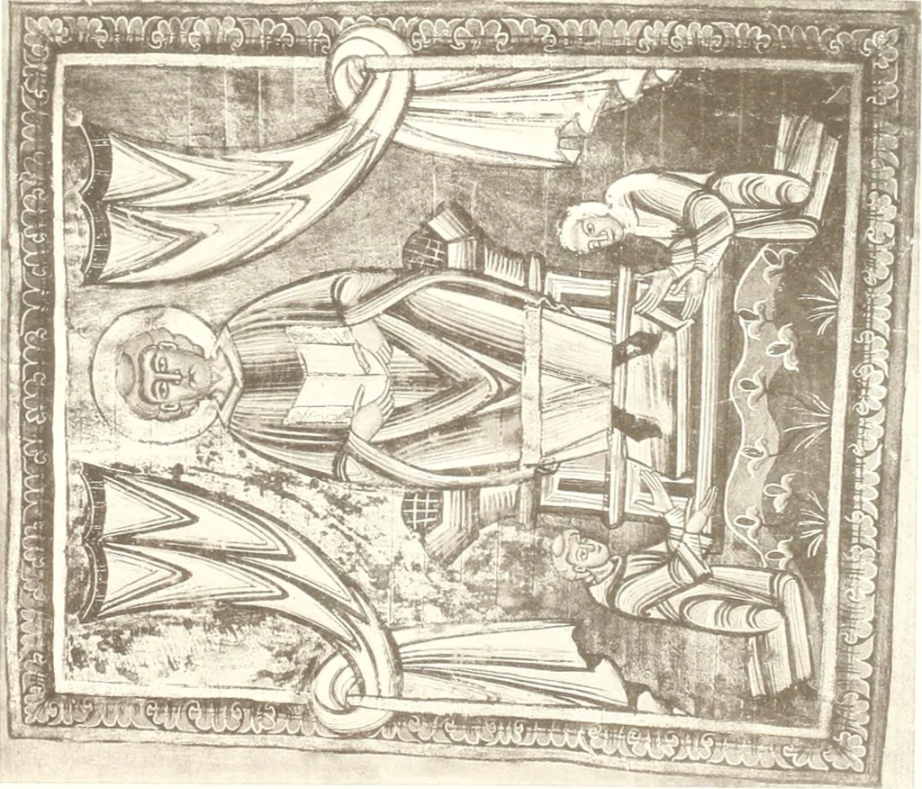 An illustration from Die Regensburger Buchmalerei des X. und XI. Jahrhunderts, Studien zur Geschichte der deutschen Malerei des frühen Mittelalters, 1901, leaf 306