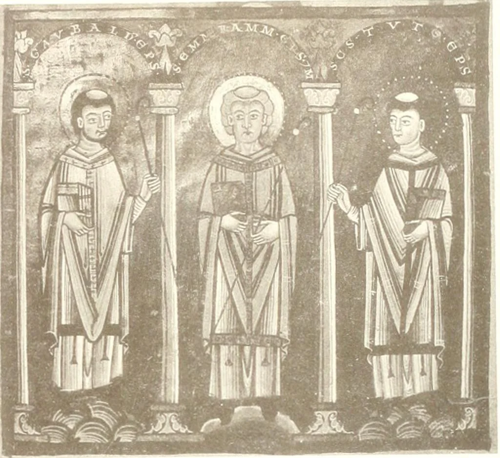An illustration from Die Regensburger Buchmalerei des X. und XI. Jahrhunderts, Studien zur Geschichte der deutschen Malerei des frühen Mittelalters, 1901, leaf 308
