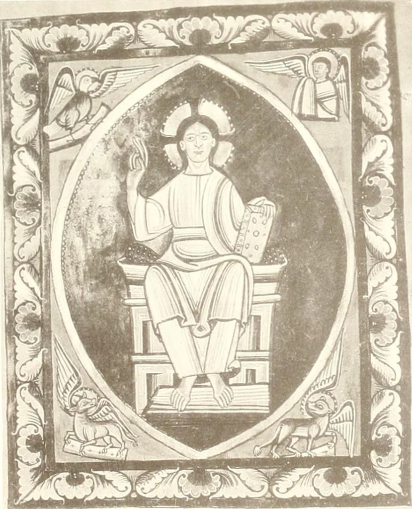 An illustration from Die Regensburger Buchmalerei des X. und XI. Jahrhunderts, Studien zur Geschichte der deutschen Malerei des frühen Mittelalters, 1901, leaf 308