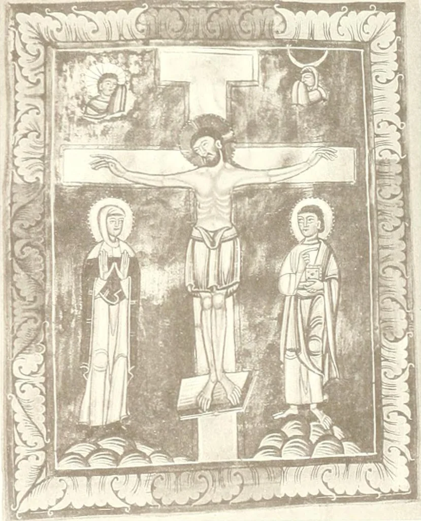 An illustration from Die Regensburger Buchmalerei des X. und XI. Jahrhunderts, Studien zur Geschichte der deutschen Malerei des frühen Mittelalters, 1901, leaf 308