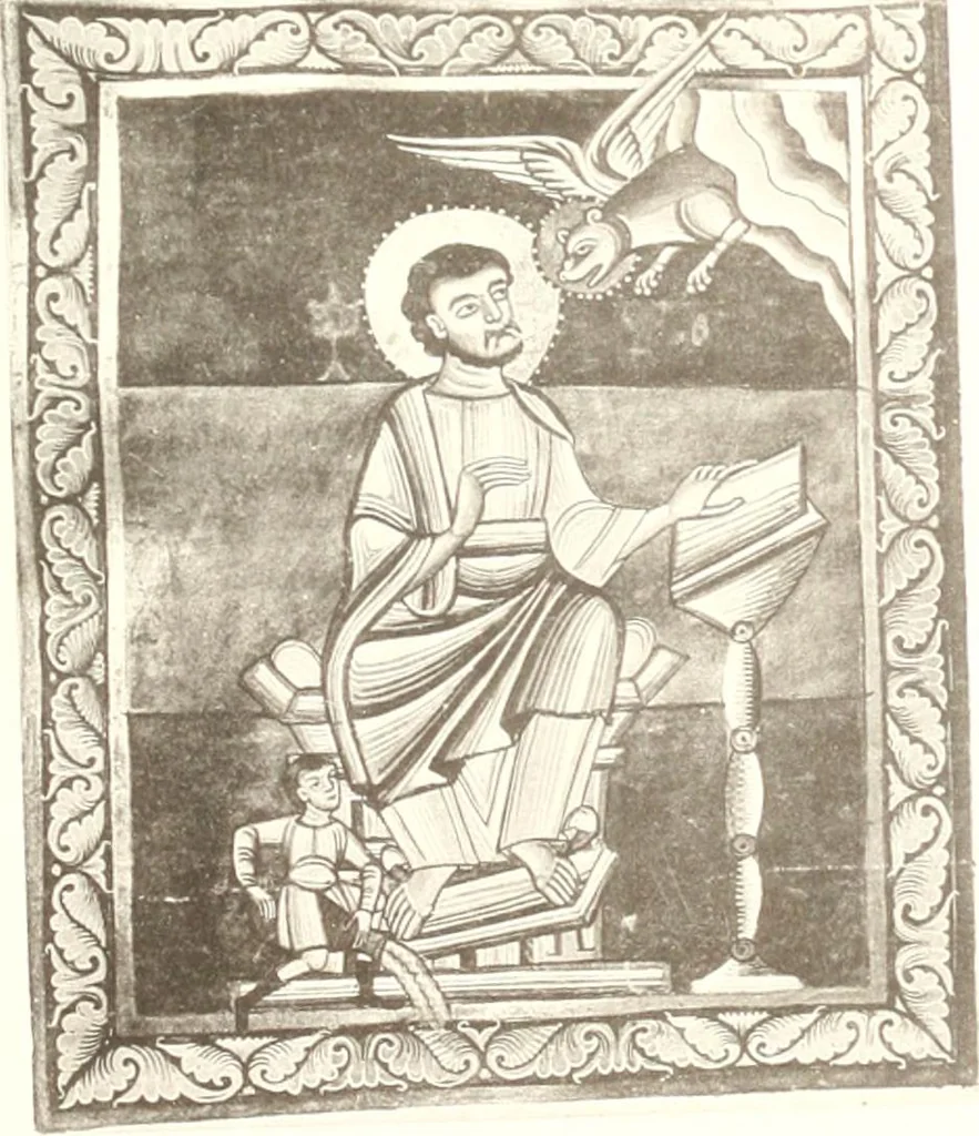An illustration from Die Regensburger Buchmalerei des X. und XI. Jahrhunderts, Studien zur Geschichte der deutschen Malerei des frühen Mittelalters, 1901, leaf 310