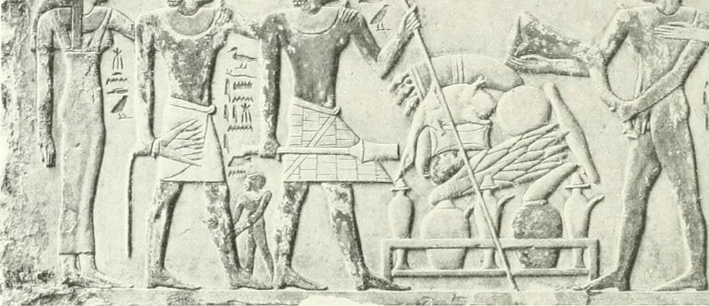 An illustration from Die Reliefs und Malereien des mittleren Reiches (VII.-XVII. Dynastie, ca. 2475-1580 v. Chr.) : Material zur agyptischen Kulturgeschichte, 1922, leaf 182