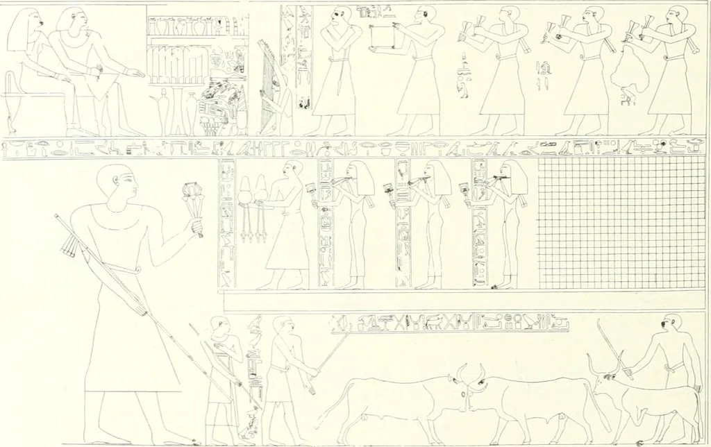 An illustration from Die Reliefs und Malereien des mittleren Reiches (VII.-XVII. Dynastie, ca. 2475-1580 v. Chr.) : Material zur agyptischen Kulturgeschichte, 1922, leaf 194
