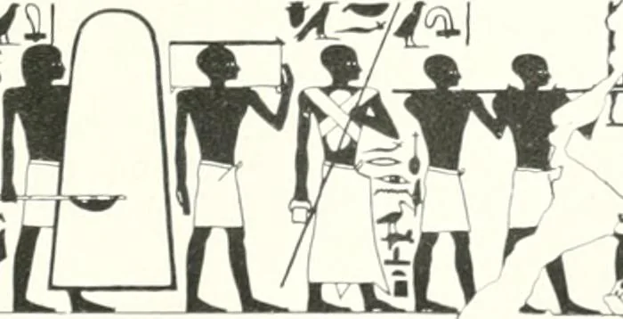 An illustration from Die Reliefs und Malereien des mittleren Reiches (VII.-XVII. Dynastie, ca. 2475-1580 v. Chr.) : Material zur agyptischen Kulturgeschichte, 1922, leaf 61